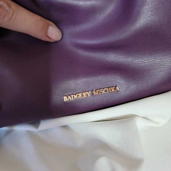 Badgley Mischka Purple Slouchy Women’s Crossbody Handbag w/ Bow~Non-Smkng ~ NWT - Picture 4 of 10
